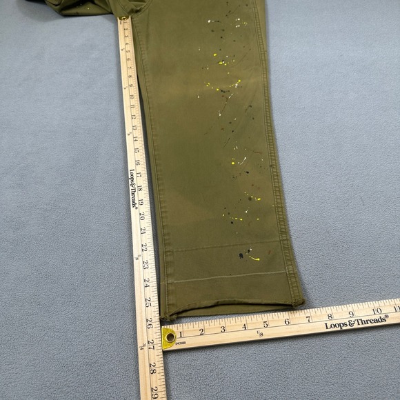 Rare GAP Khaki Pants Paint Splatter Womens 8 Straight High Rise Trousers Raw Hem - Picture 4 of 10